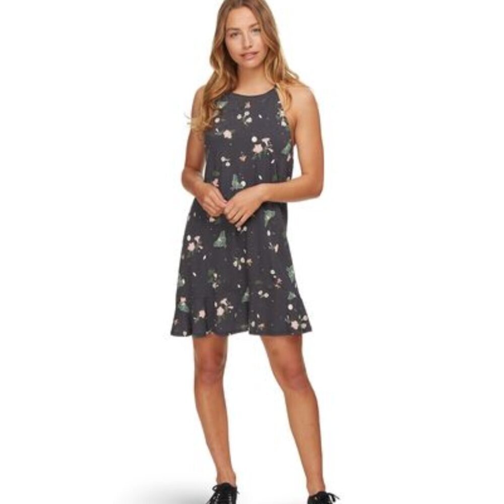Patagonia Alpine Valley Dress Women's Small Charcoal Floral Shelf Bra‎ EUC